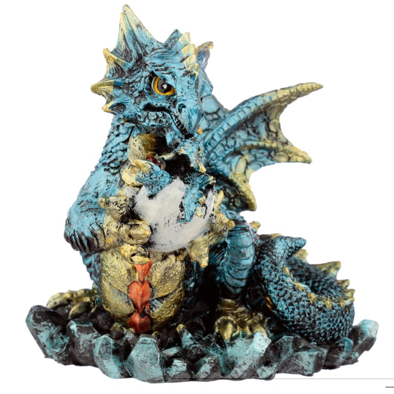 Mother and Hatching Baby Elements Resin Dragon Figurine Home Decor Decoration