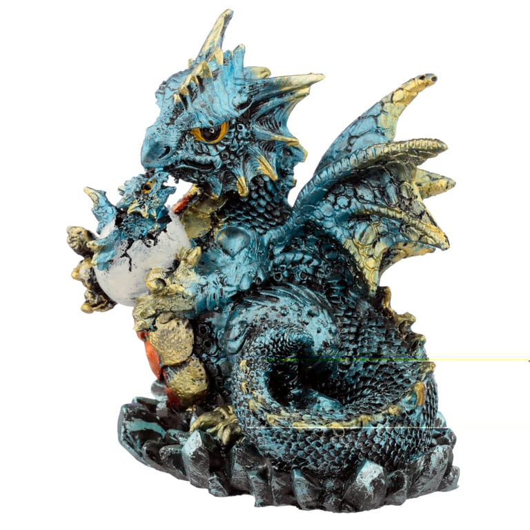 Mother and Hatching Baby Elements Resin Dragon Figurine Home Decor Decoration