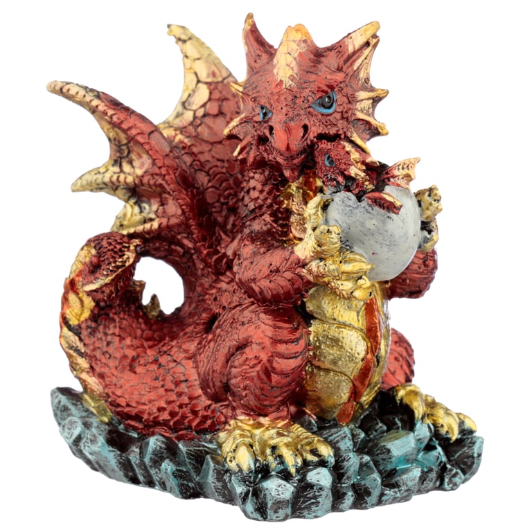 Mother and Hatching Baby Elements Resin Dragon Figurine Home Decor Decoration