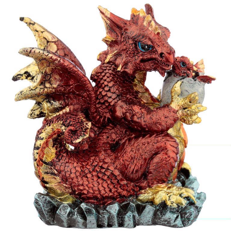 Mother and Hatching Baby Elements Resin Dragon Figurine Home Decor Decoration