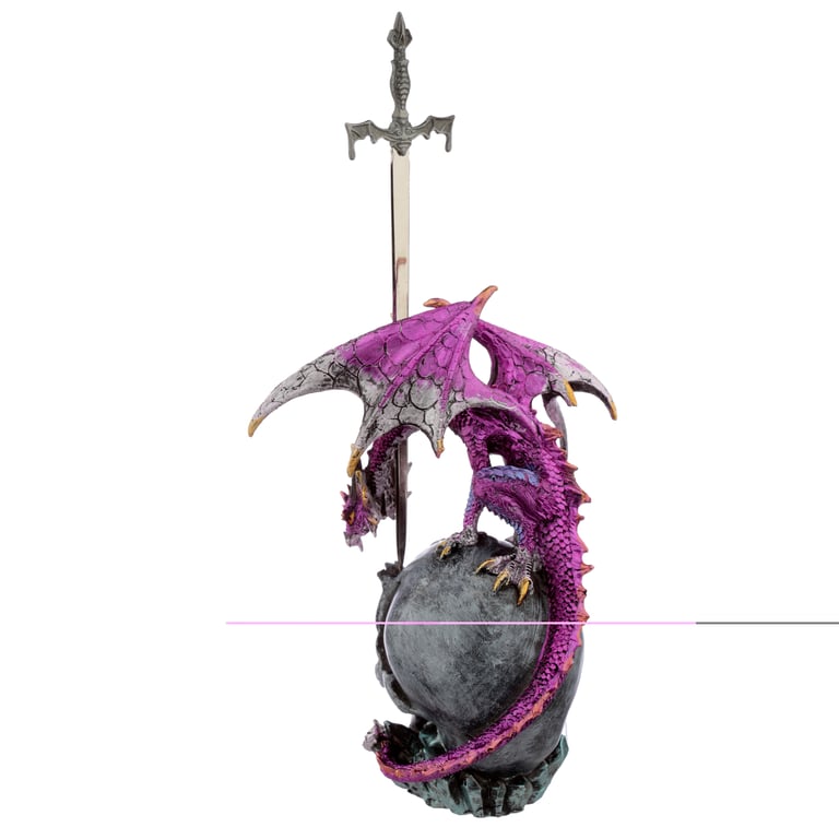 Sword Master Dark Legends Dragon Figurine - Adult Collectible Resin Metal Statue with Sword