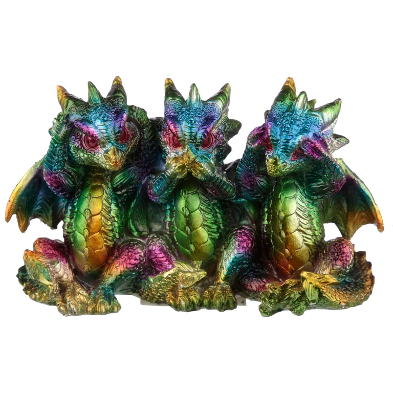 Metallic Rainbow Dragon Resin Figurine for Home Decor and Collectibles