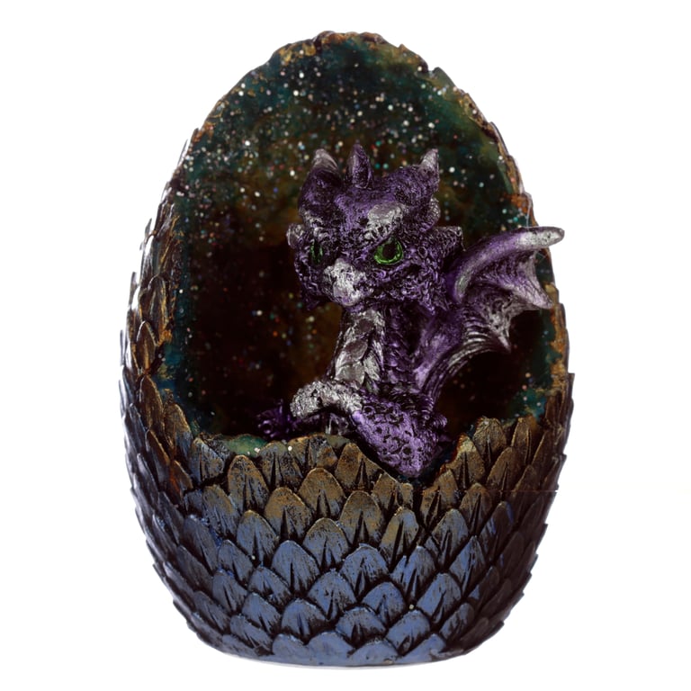 Elements Baby Dragon LED Crystal Egg - Multi-Colored Rotating Decoration with Battery Operated Light