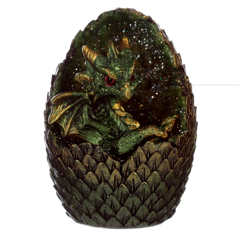 Elements Baby Dragon LED Crystal Egg - Multi-Colored Rotating Decoration with Battery Operated Light