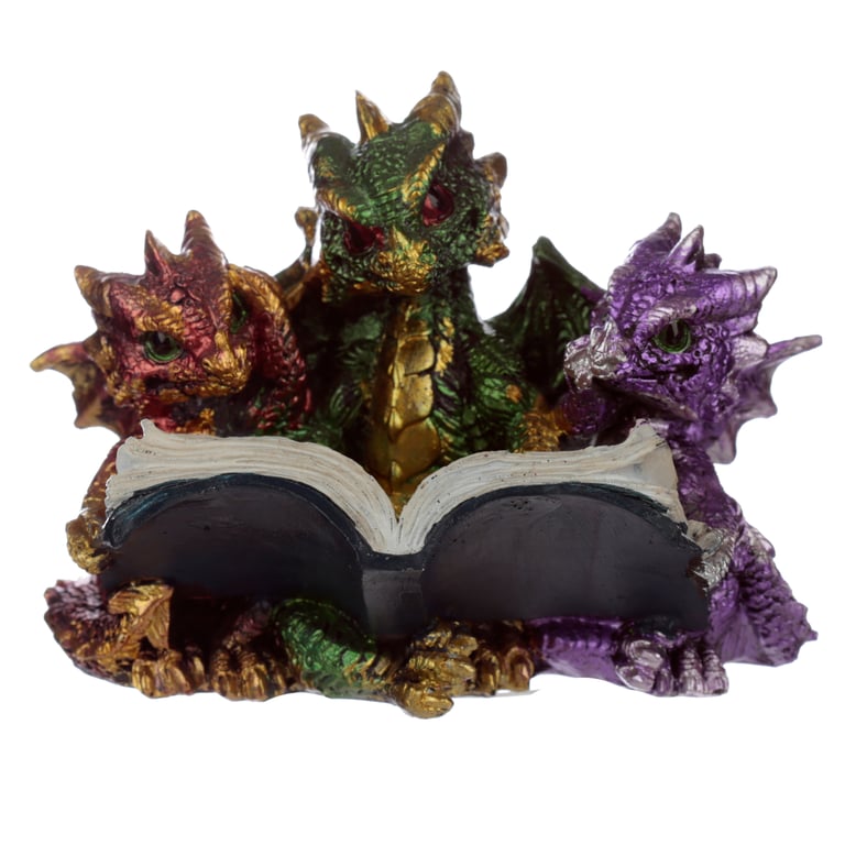 Elements Triple Baby Dragons Resin Figurines for Home Decor and Reading