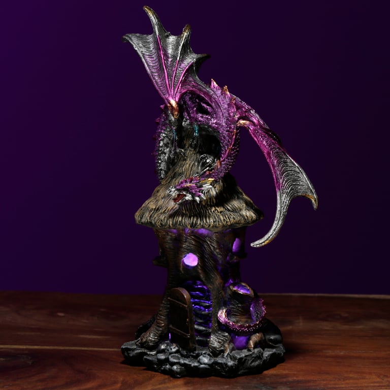Dark Legends Dragon LED Woodland Spirit Resin Figurine with Multi-Colored LED Light and Battery Operated