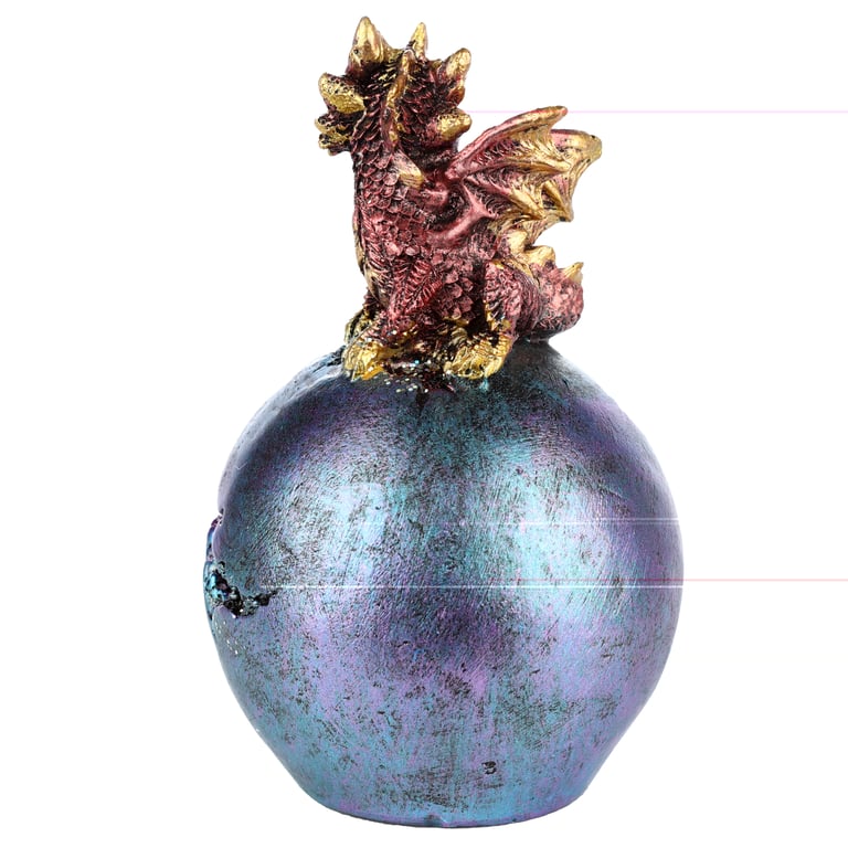 Geode Egg LED Baby Dragon Figurine - Battery Operated Resin Toy with On/Off Switch