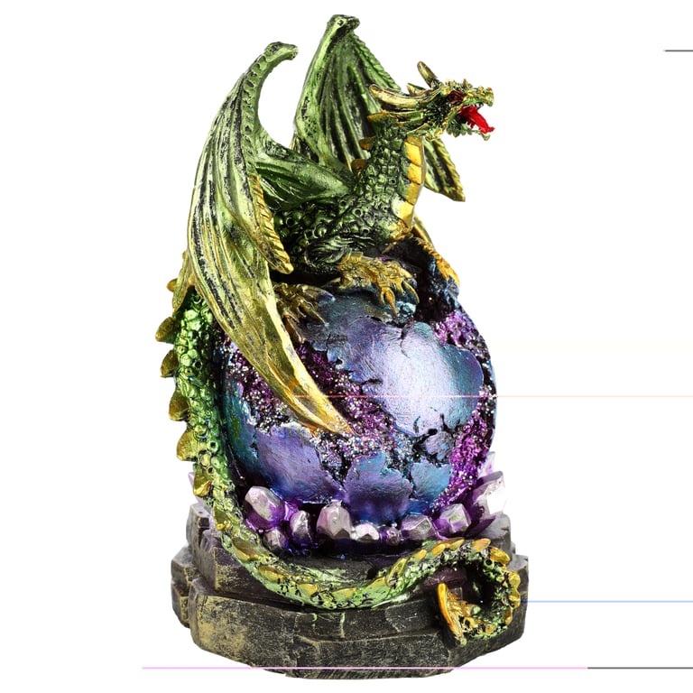 Geode LED Dark Legends Dragon Figurine - Resin & Plastic Construction with AA Battery Operated Lighting and On/Off Switch