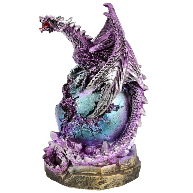 Geode LED Dark Legends Dragon Figurine - Resin & Plastic Construction with AA Battery Operated Lighting and On/Off Switch