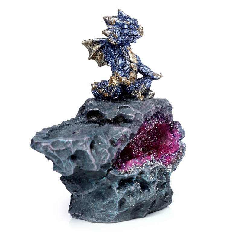 Elements LED Crystal Cave Ashcatcher Incense Stick Burner with Resin Design and Battery Operation