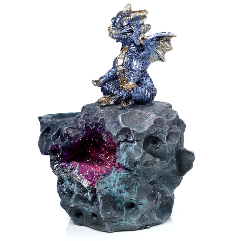 Elements LED Crystal Cave Ashcatcher Incense Stick Burner with Resin Design and Battery Operation