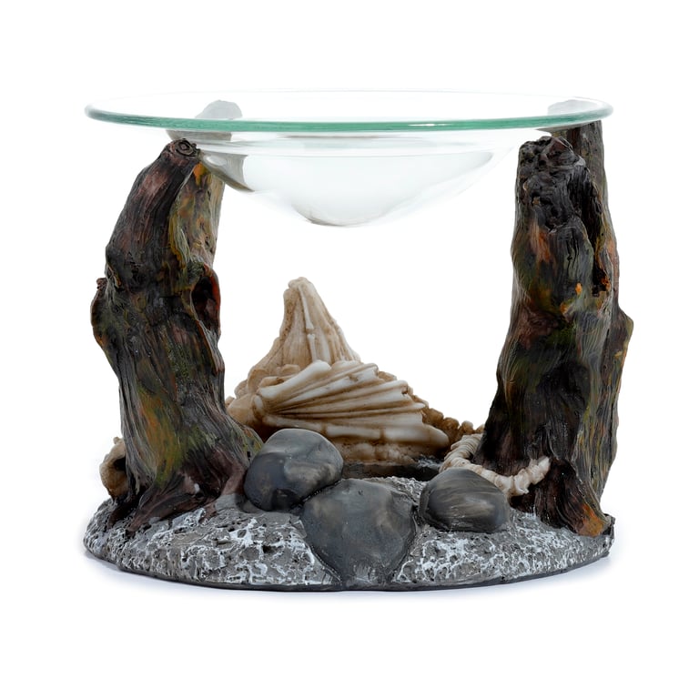 Shadows of Darkness Resin Dragon Skeleton Oil Burner with Glass Dish Holder