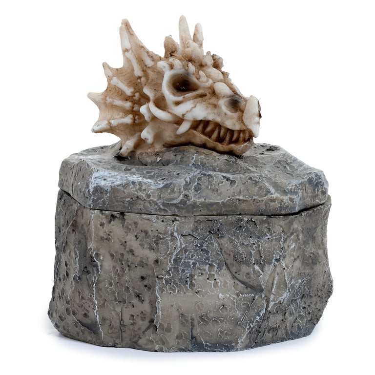 Resin Dragon Skull Trinket Box - Dark Fantasy Home Decor Decoration