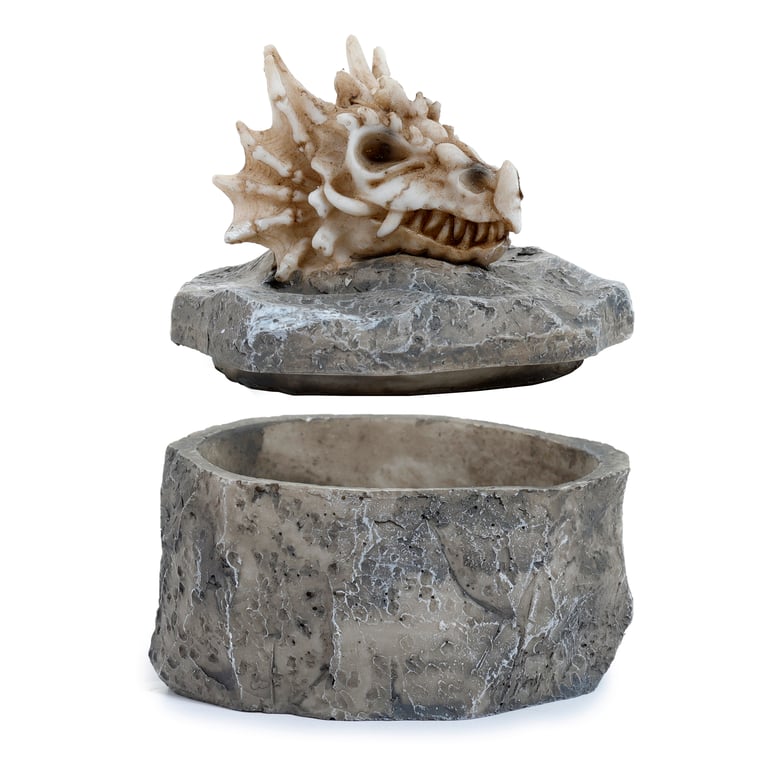 Resin Dragon Skull Trinket Box - Dark Fantasy Home Decor Decoration