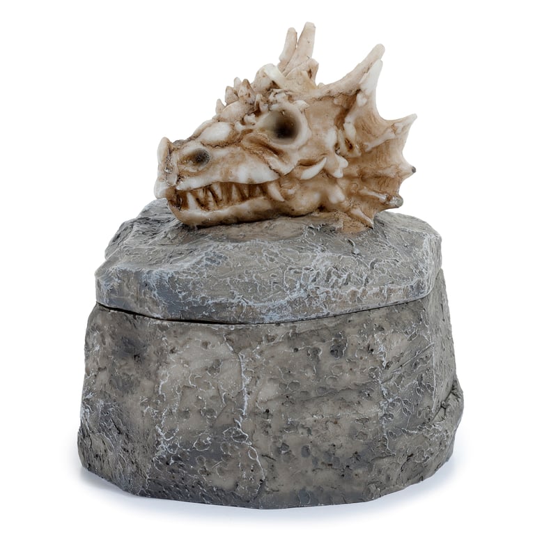 Resin Dragon Skull Trinket Box - Dark Fantasy Home Decor Decoration