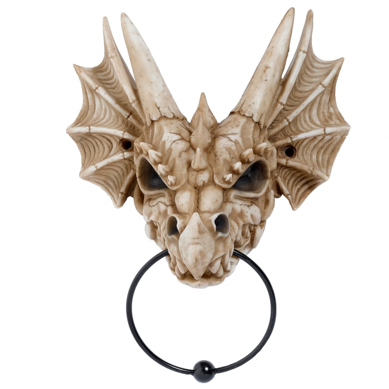Shadows of Darkness Dragon Skull Resin and Metal Door Knocker