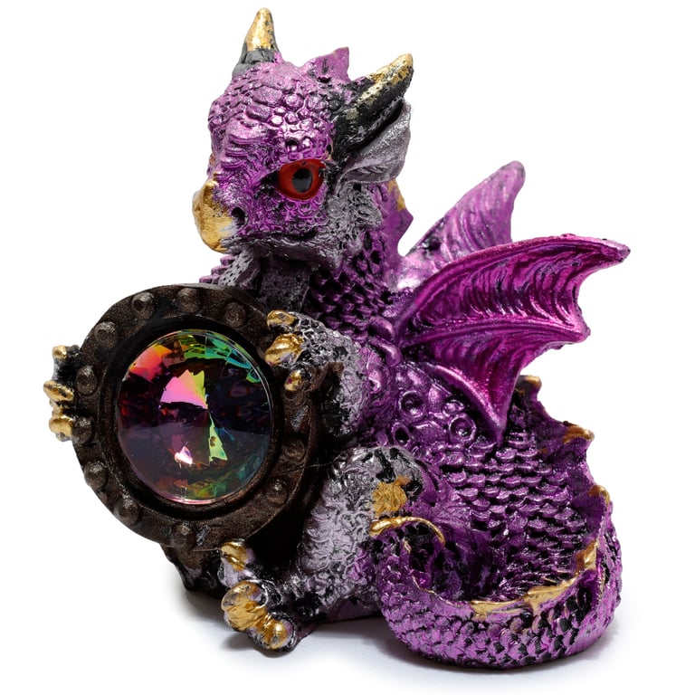 Elements Dragon - Resin Gemstone Shield for Home Decor and Garden Ornament