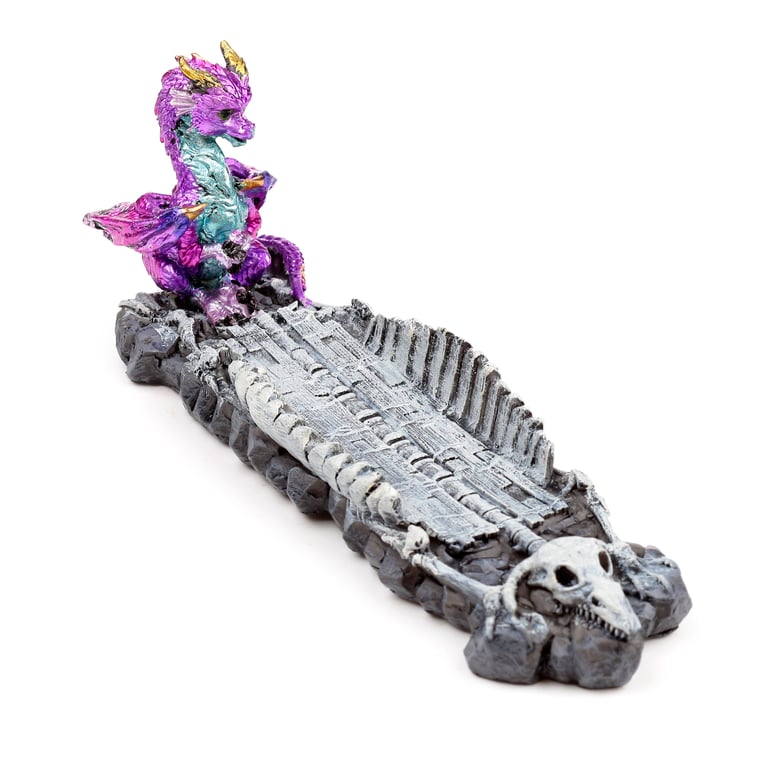 Elements Baby Dragon Skeleton Resin Incense Burner Holder for Home Decor