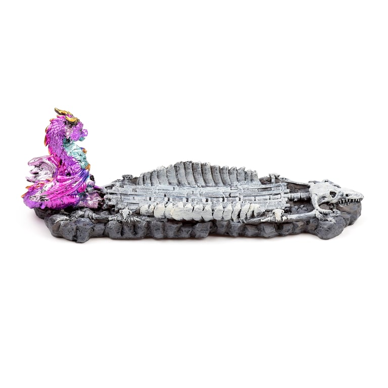 Elements Baby Dragon Skeleton Resin Incense Burner Holder for Home Decor