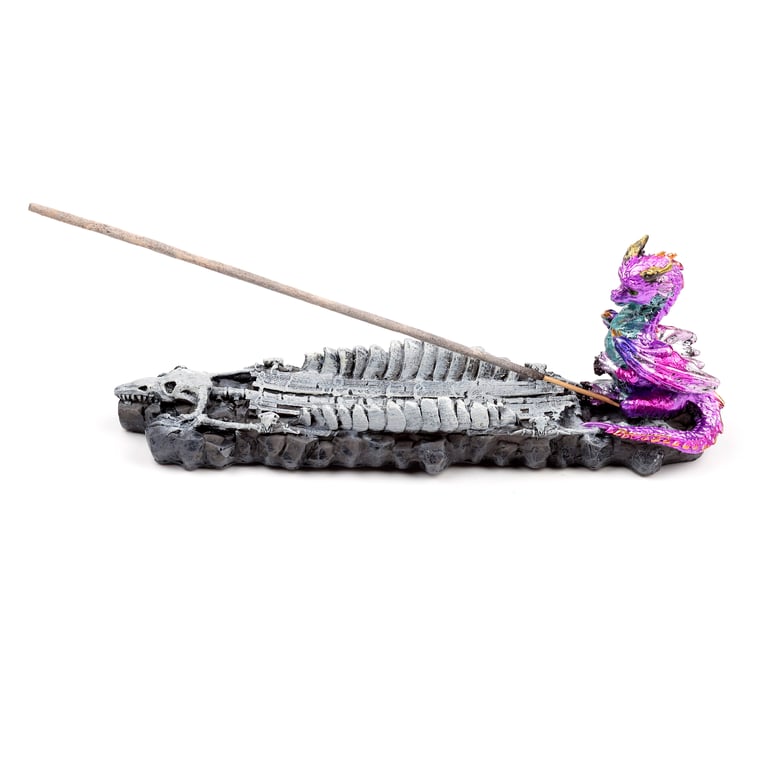 Elements Baby Dragon Skeleton Resin Incense Burner Holder for Home Decor