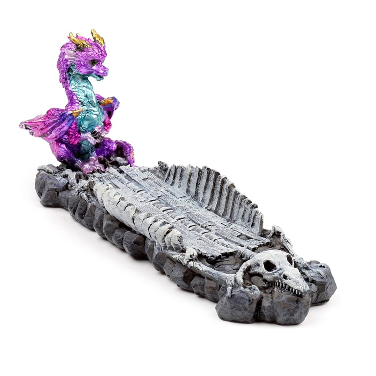 Elements Baby Dragon Skeleton Resin Incense Burner Holder for Home Decor
