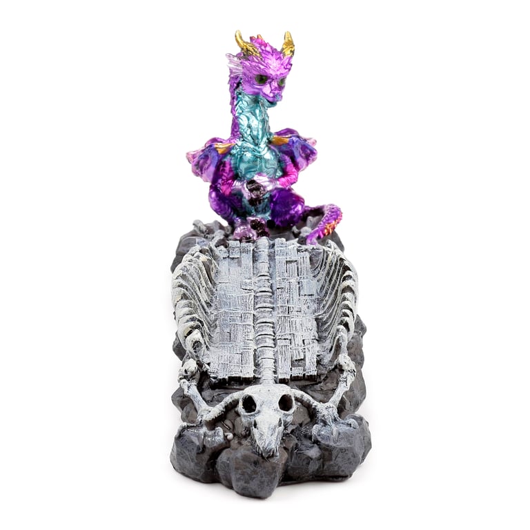 Elements Baby Dragon Skeleton Resin Incense Burner Holder for Home Decor
