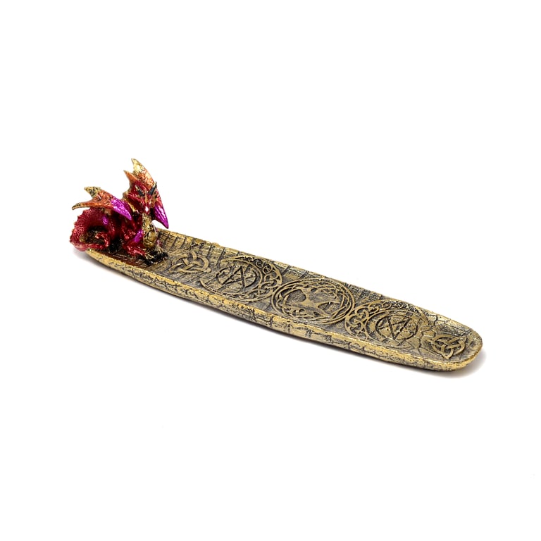 Resin Ashcatcher Incense Burner - Dragon Mystical Symbols Holder