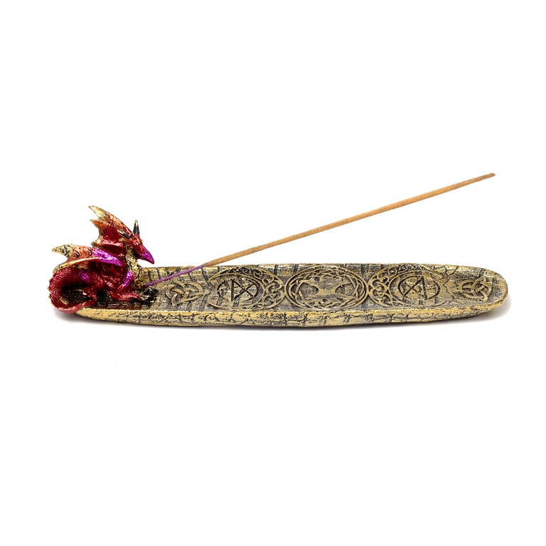 Resin Ashcatcher Incense Burner - Dragon Mystical Symbols Holder