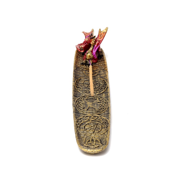 Resin Ashcatcher Incense Burner - Dragon Mystical Symbols Holder