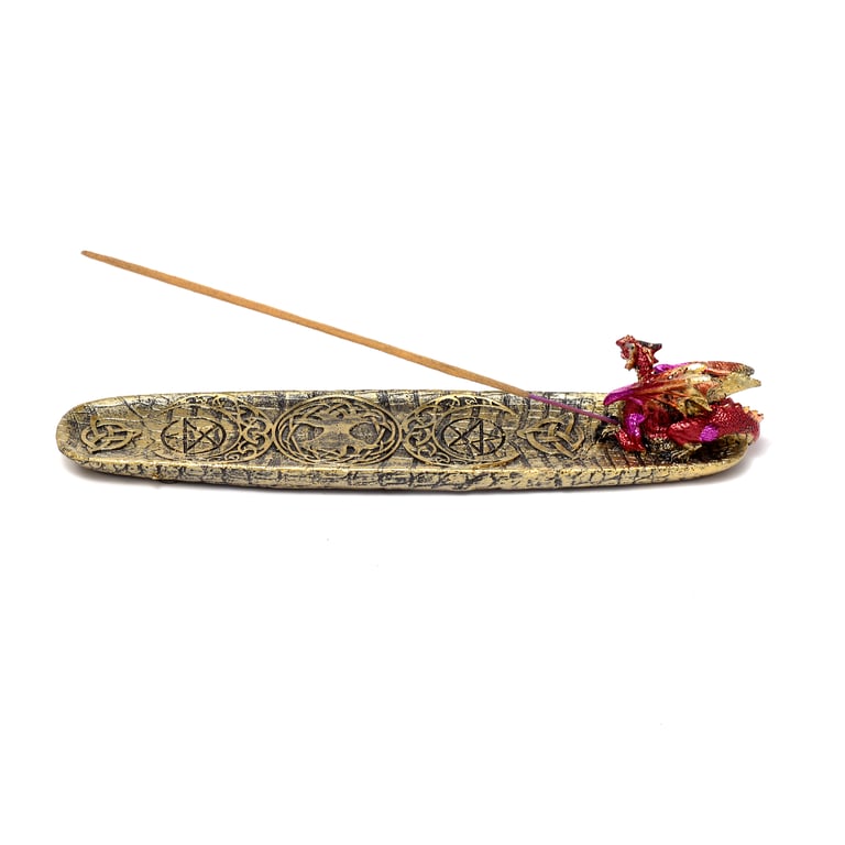 Resin Ashcatcher Incense Burner - Dragon Mystical Symbols Holder