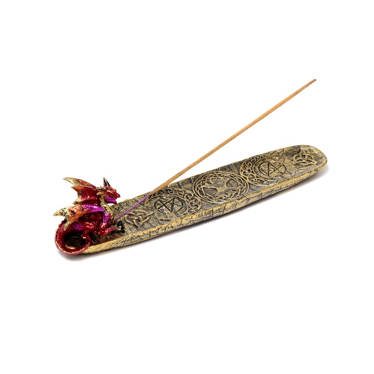 Resin Ashcatcher Incense Burner - Dragon Mystical Symbols Holder