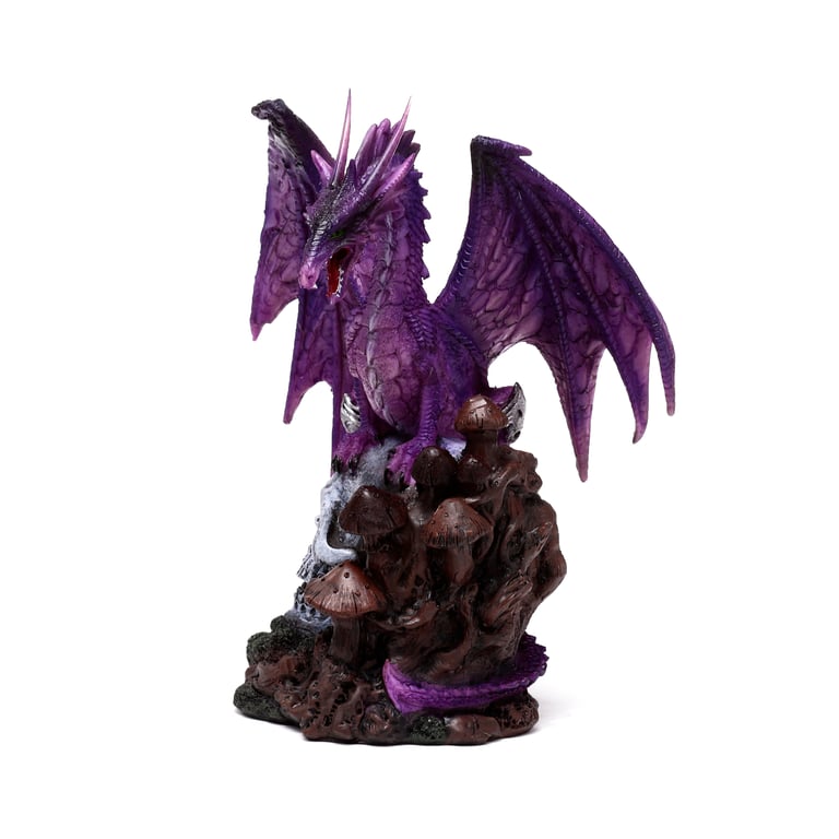 Enchanted Nightmare Dragon Resin Amethyst Forest Skull Statue