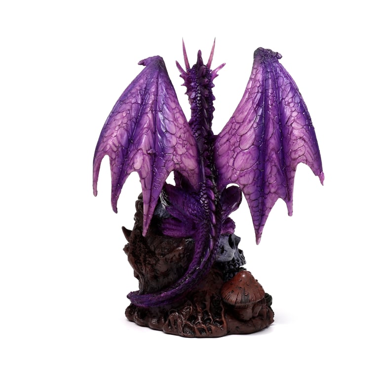 Enchanted Nightmare Dragon Resin Amethyst Forest Skull Statue