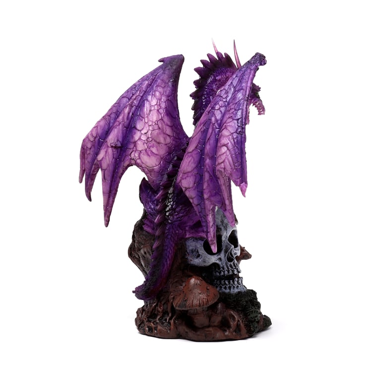 Enchanted Nightmare Dragon Resin Amethyst Forest Skull Statue