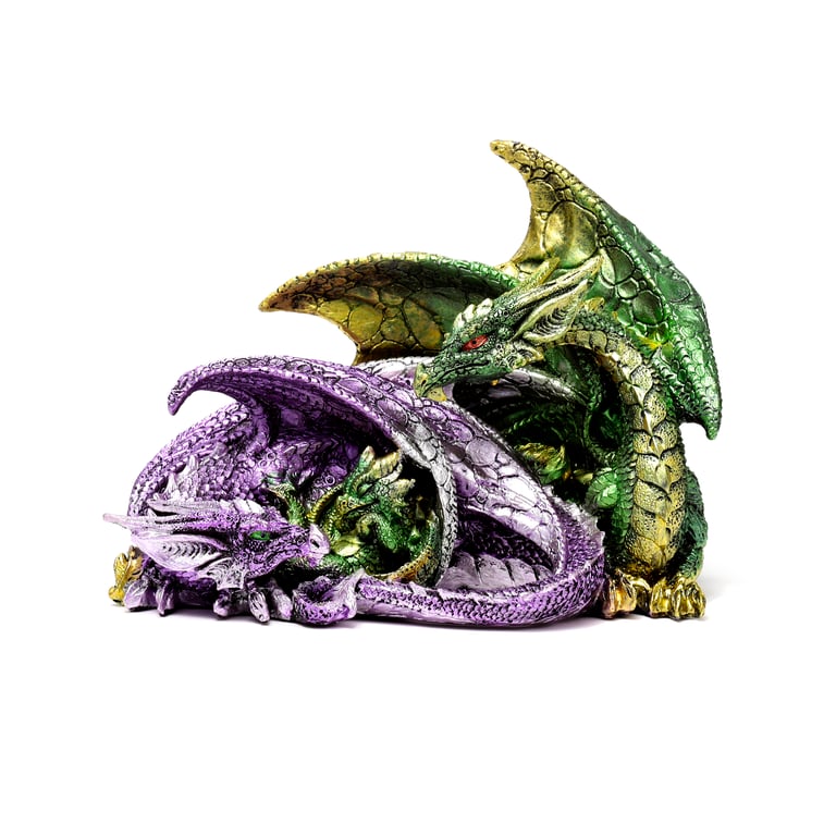 Enchanted Nightmare Dragon Resin Fantasy Sculpture - Home Decor Dragon Family Decoration