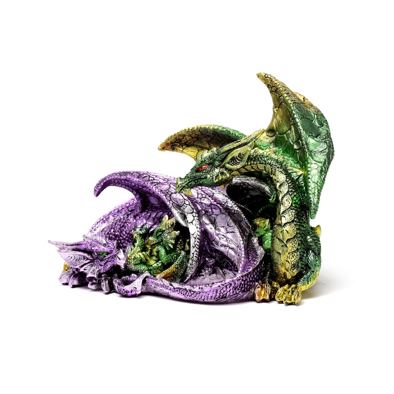 Enchanted Nightmare Dragon Resin Fantasy Sculpture - Home Decor Dragon Family Decoration
