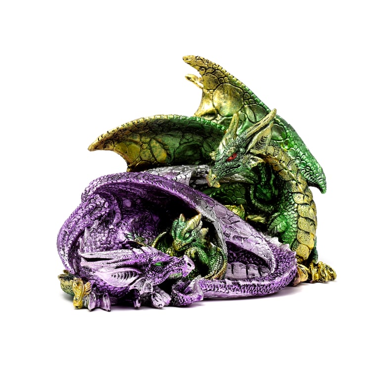 Enchanted Nightmare Dragon Resin Fantasy Sculpture - Home Decor Dragon Family Decoration