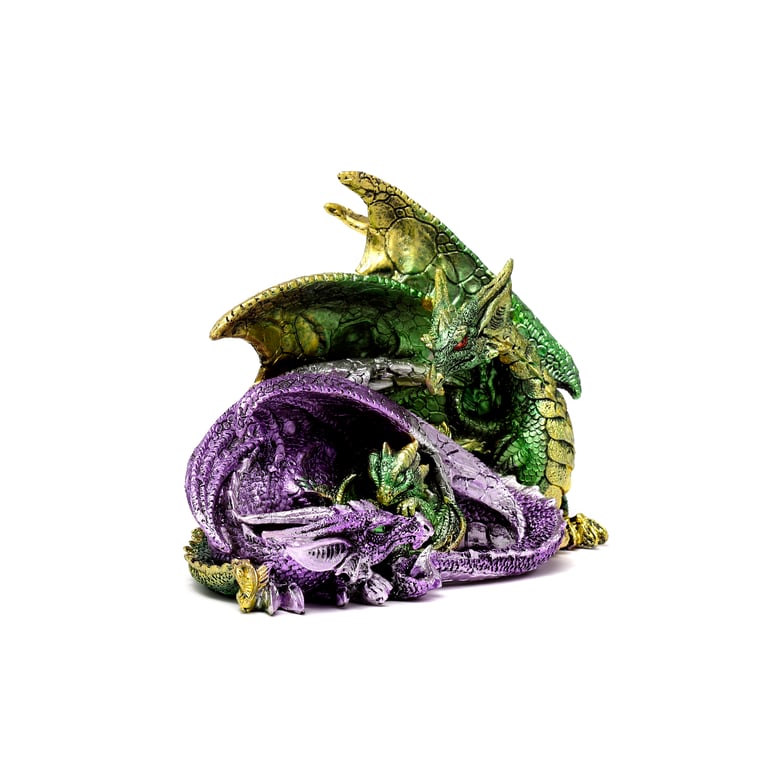 Enchanted Nightmare Dragon Resin Fantasy Sculpture - Home Decor Dragon Family Decoration