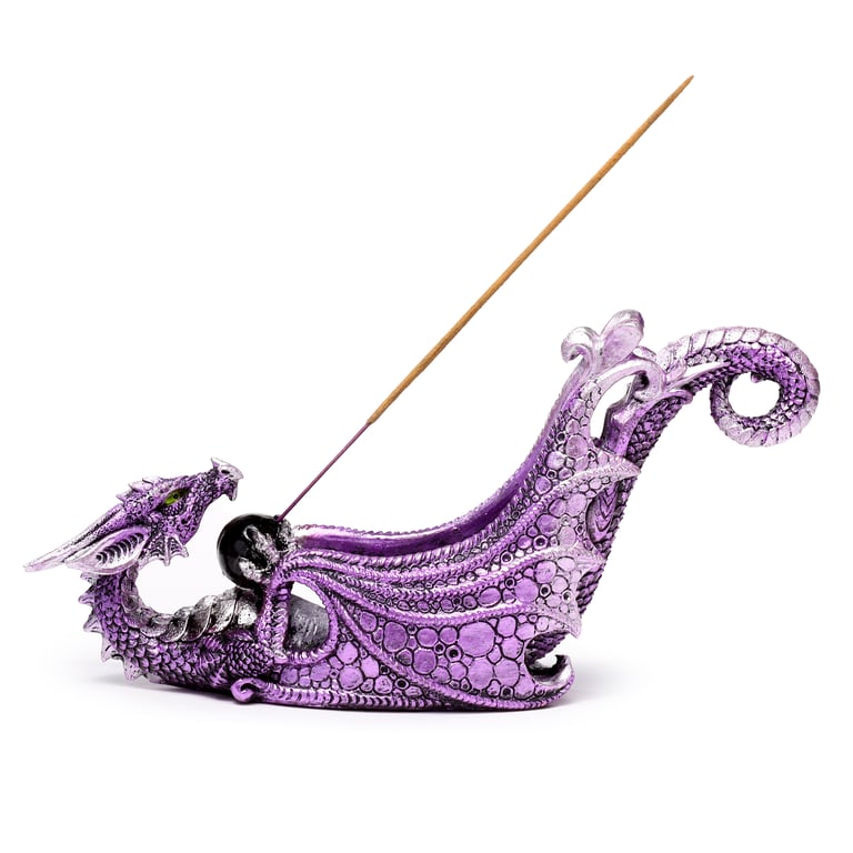 Enchanted Nightmare Dragon Crystal Orb Resin Incense Burner Holder