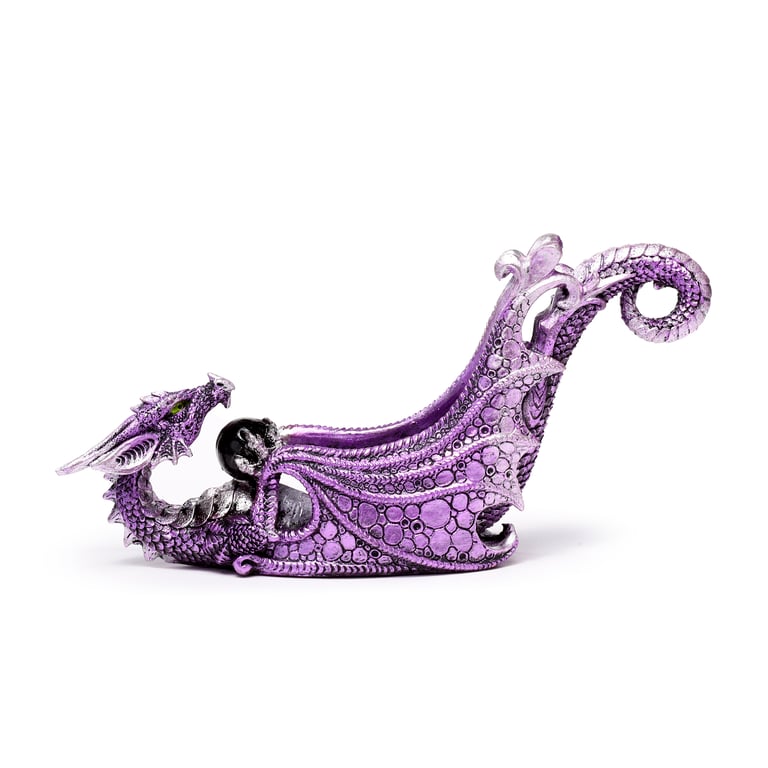 Enchanted Nightmare Dragon Crystal Orb Resin Incense Burner Holder