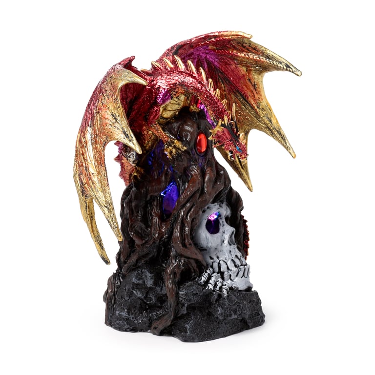 Dark Legends LED Dragon - Resin & Plastic Rotating LED Dragon with AA Battery Operation