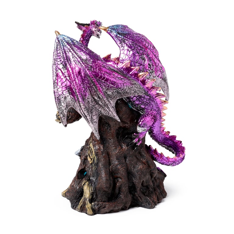 Dark Legends LED Dragon - Amethyst Resin Decoration with Multi-Coloured Rotating Light and On/Off Switch Control