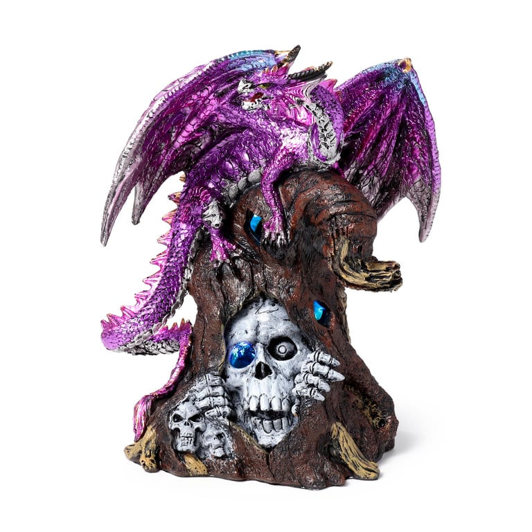 Dark Legends LED Dragon - Amethyst Resin Decoration with Multi-Coloured Rotating Light and On/Off Switch Control