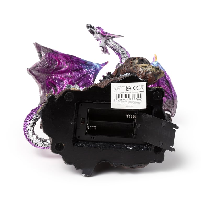 Dark Legends LED Dragon - Amethyst Resin Decoration with Multi-Coloured Rotating Light and On/Off Switch Control