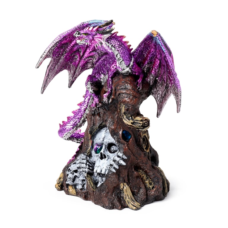 Dark Legends LED Dragon - Amethyst Resin Decoration with Multi-Coloured Rotating Light and On/Off Switch Control