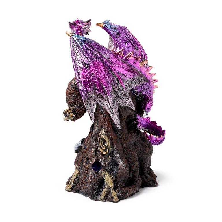 Dark Legends LED Dragon - Amethyst Resin Decoration with Multi-Coloured Rotating Light and On/Off Switch Control