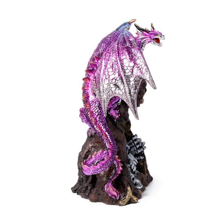 Dark Legends LED Dragon - Amethyst Resin Decoration with Multi-Coloured Rotating Light and On/Off Switch Control