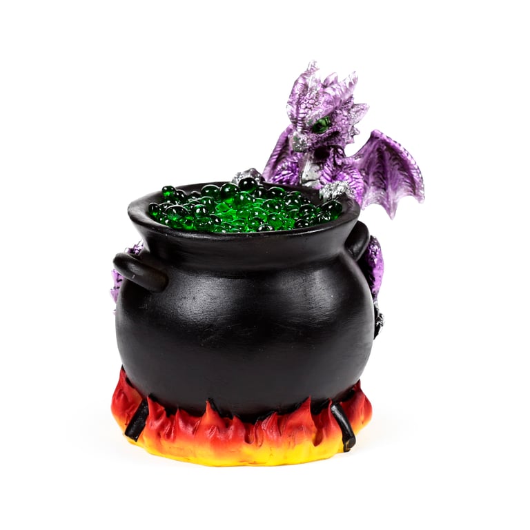 Elements LED Dragon Bubbling Cauldron - Resin and Plastic LED Light Fixture with On/Off Switch and AA Battery Operation