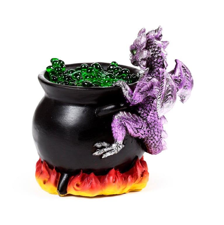 Elements LED Dragon Bubbling Cauldron - Resin and Plastic LED Light Fixture with On/Off Switch and AA Battery Operation