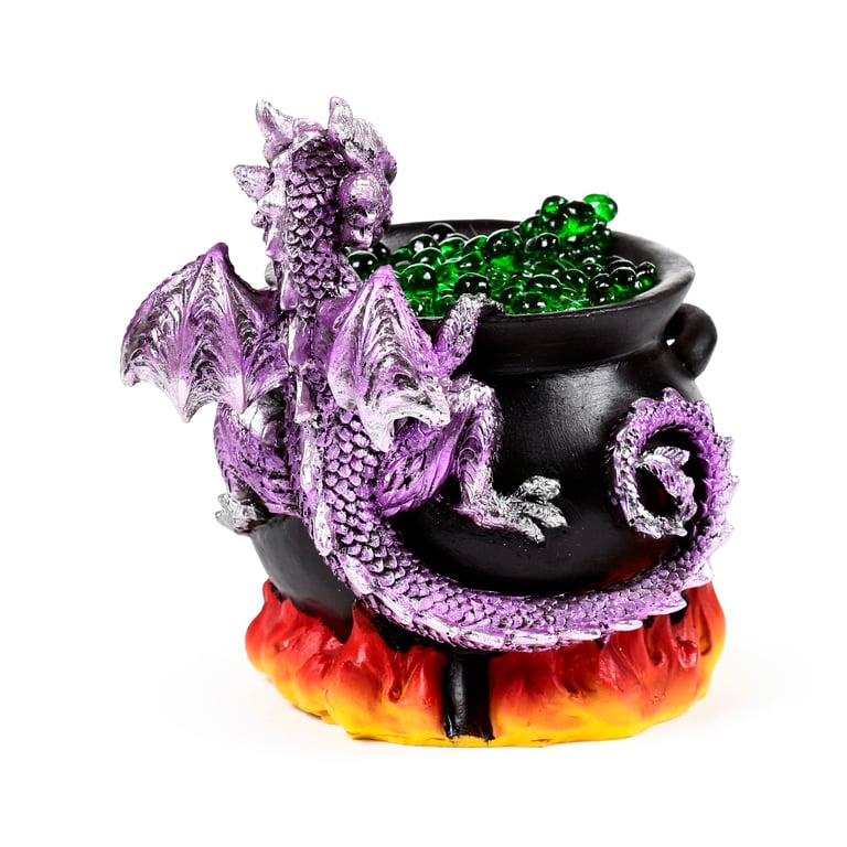Elements LED Dragon Bubbling Cauldron - Resin and Plastic LED Light Fixture with On/Off Switch and AA Battery Operation